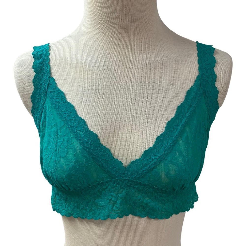 HANKY PANKY Signature Lace Crossover Bralette Medium Green Bridal High End NEW